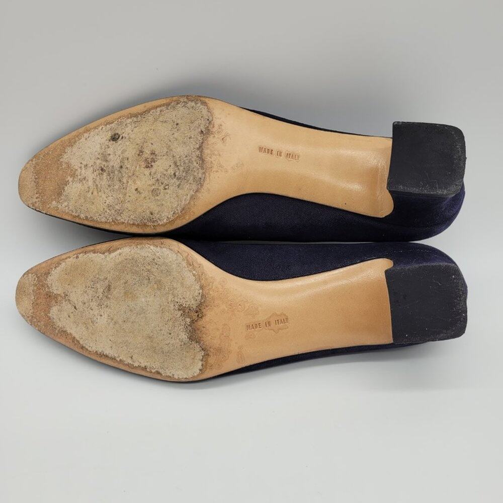 SALVATORE FERRAGAMO "Dublino" Pebble Suede Kid Leather Midnight Blue Size 8 AAAA - Picture 10 of 10